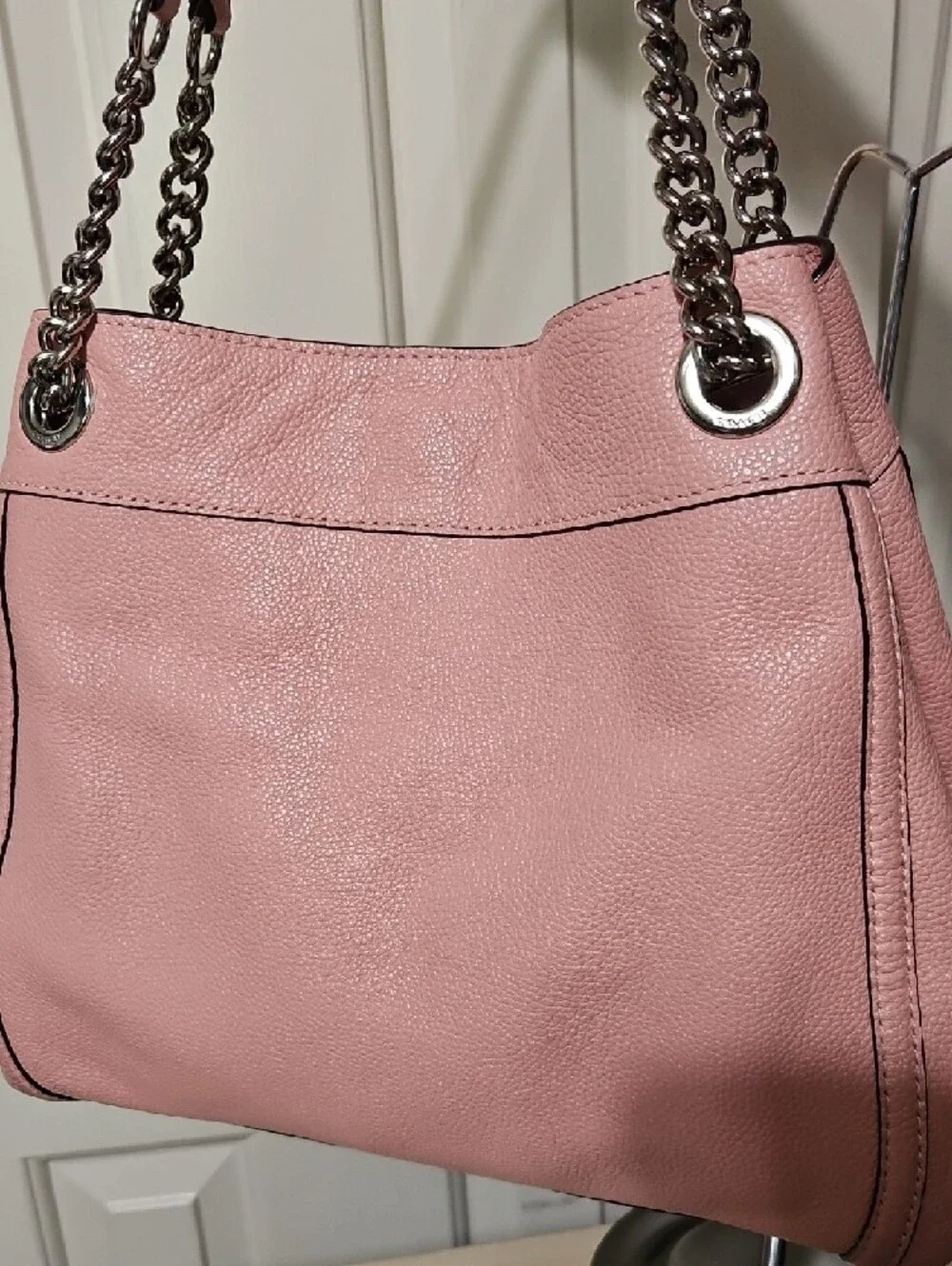 Coach EUC Lexi Pink Pebbled Leather Shoulder Bag with Chain Straps - Picture 2 of 12